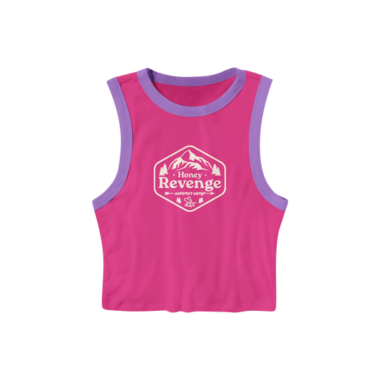 Summer Camp Pink/Purple Cropped Ringer Tank Top