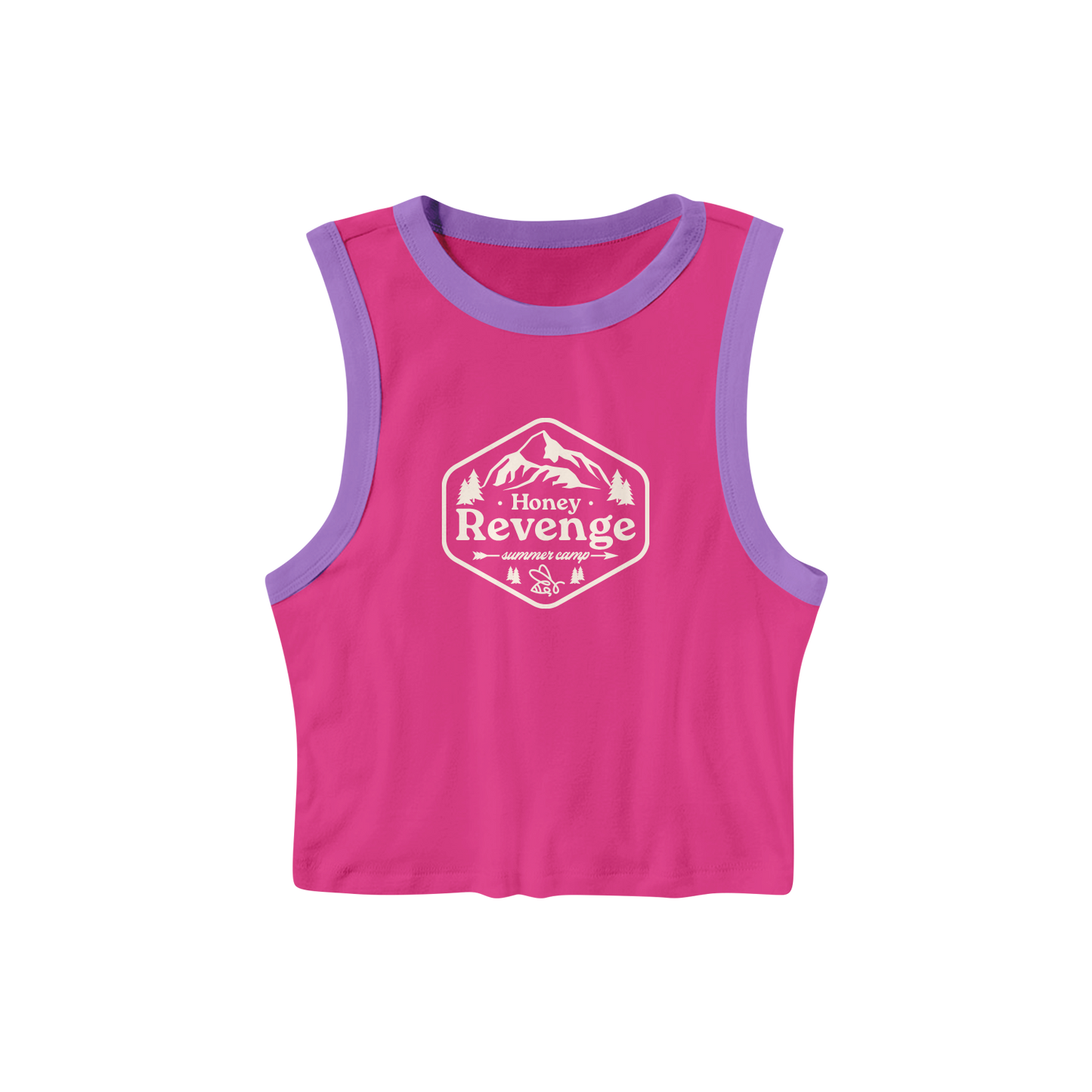 Summer Camp Pink/Purple Cropped Ringer Tank Top
