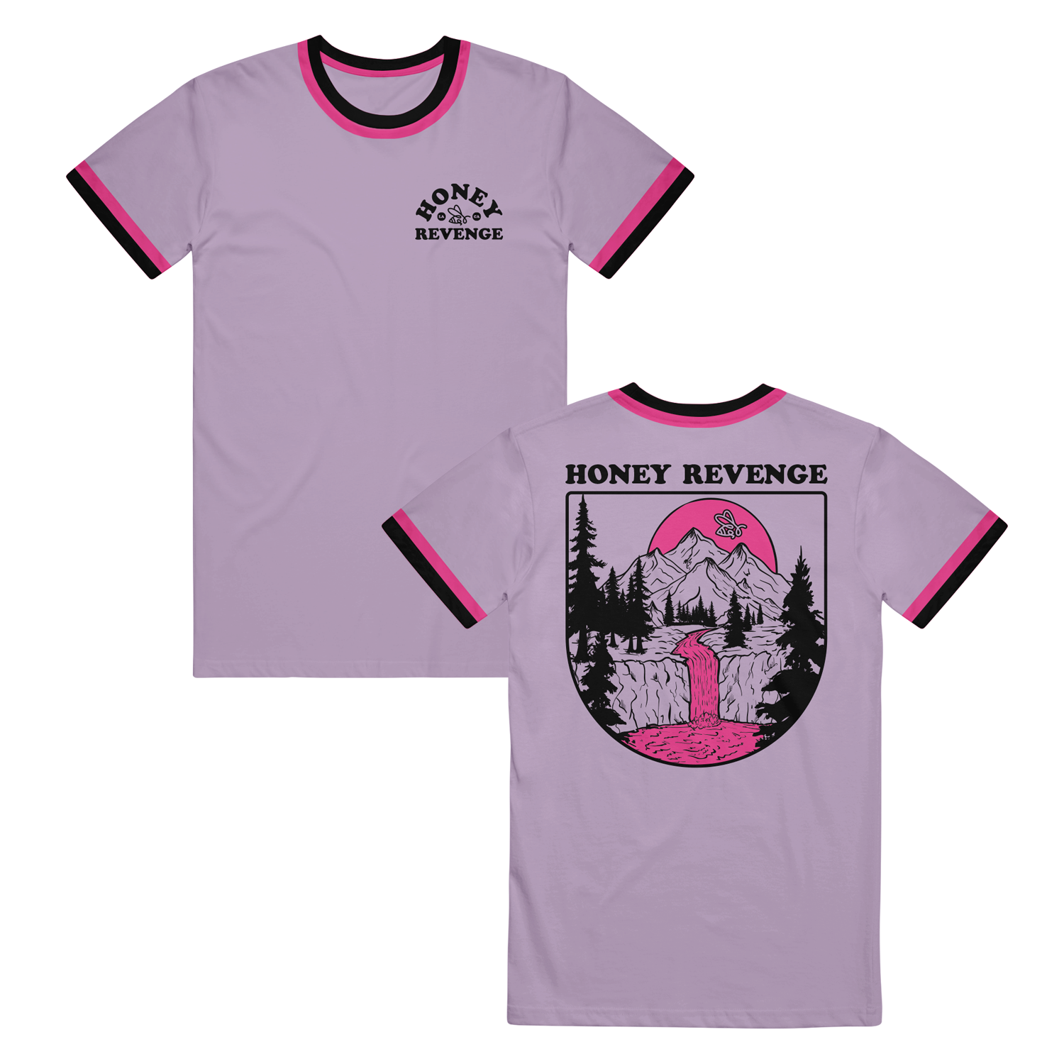 Waterfall Pink/Black tee front and back