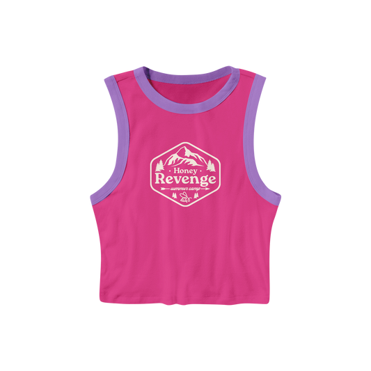 honey revenge Summer Camp Pink/Purple Cropped Ringer Tank Top